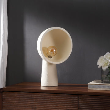 Claude 17.5" Contemporary Minimalist Resin Half-Globe Column LED Table Lamp